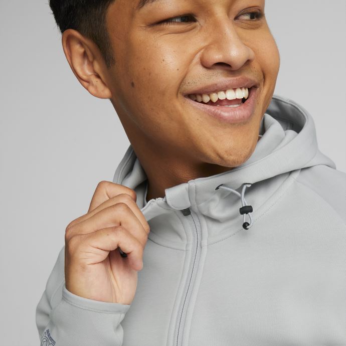 Olympique De Marseille Football Casuals Hooded Jacket Men Puma Canada Harbour Mist-limoges
