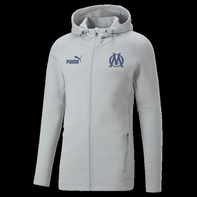 Olympique De Marseille Football Casuals Hooded Jacket Men Puma Canada Harbour Mist-limoges
