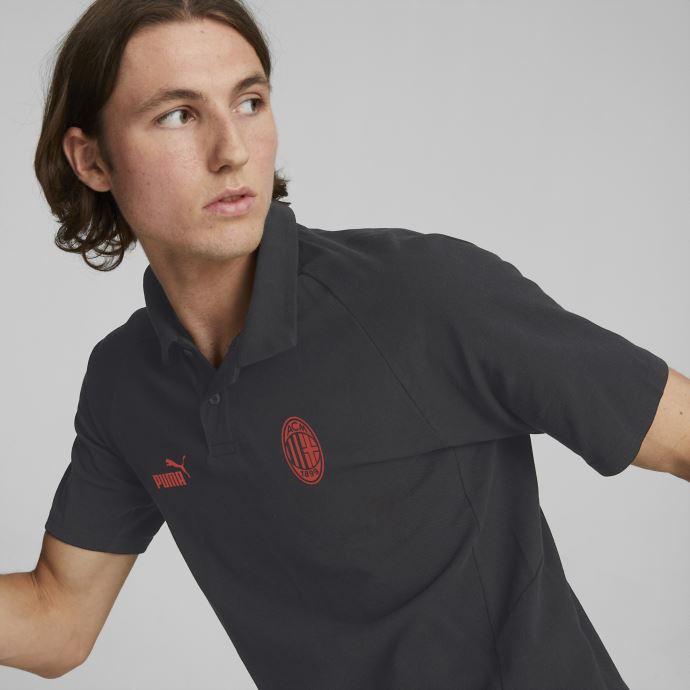 Puma Canada Noir-asphalte A.c. Milan Football Casuals Polo Hommes
