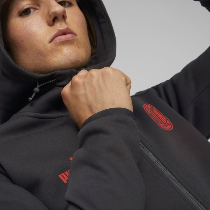 Puma Canada Noir-asphalte A.c. Milan Football Casuals Veste à Capuche Hommes
