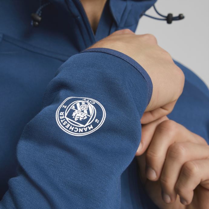 Puma Canada Manchester City F.c. Football Casuals Veste à Capuche Hommes Voile Bleu-blanc
