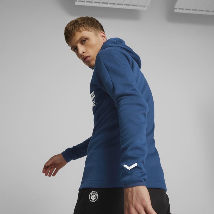 Puma Canada Manchester City F.c. Football Casuals Veste à Capuche Hommes Voile Bleu-blanc
