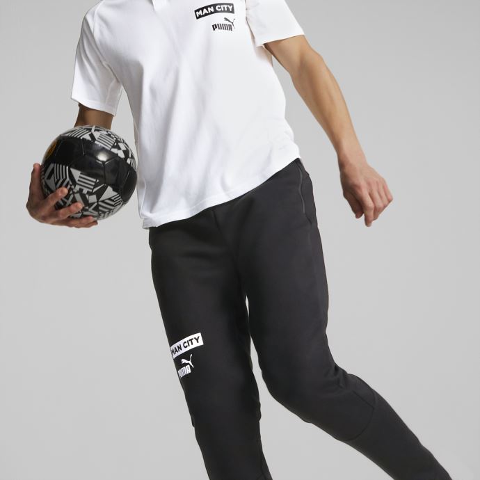 Puma Canada Manchester City F.c. Football Casuals Pantalons Hommes Coton Noir-blanc