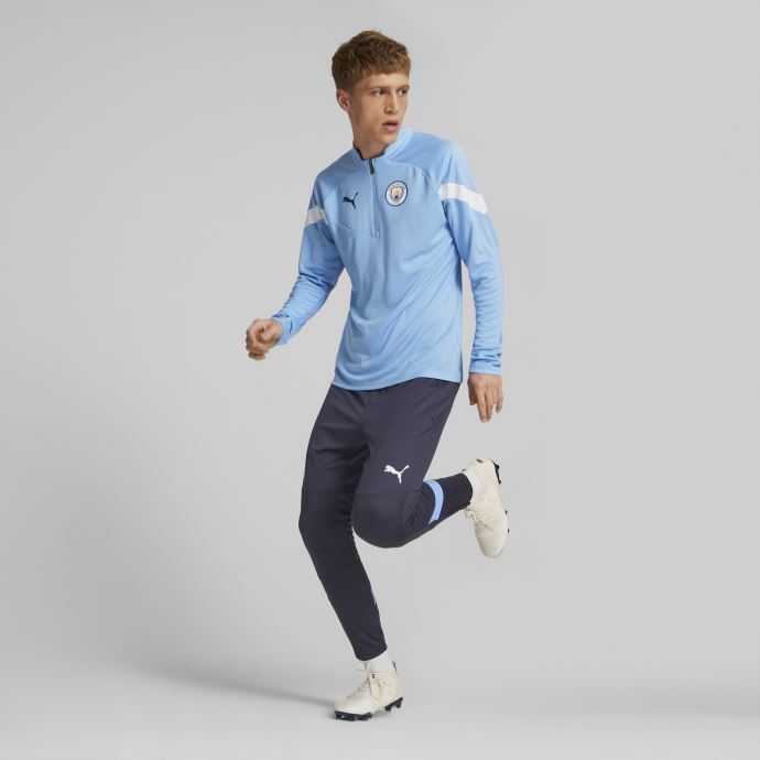 Puma Canada Team Bleu Clair-blanc Manchester City F.c. Haut D'entraînement De Football Quart De Zip Hommes