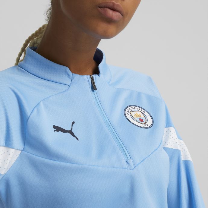 Puma Canada Team Bleu Clair-blanc Manchester City F.c. Haut D'entraînement De Football à Quart De Zip Femme
