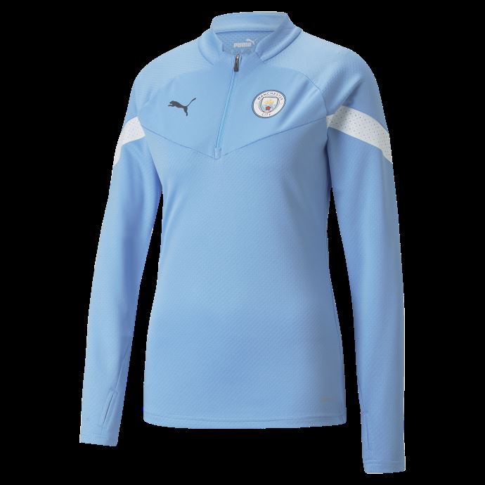 Puma Canada Team Bleu Clair-blanc Manchester City F.c. Haut D'entraînement De Football à Quart De Zip Femme
