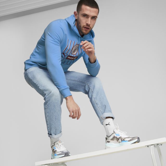 équipe Bleu Clair-rouge Intense Puma Canada Manchester City F.c. Football Ftblcore Sweat à Capuche Hommes
