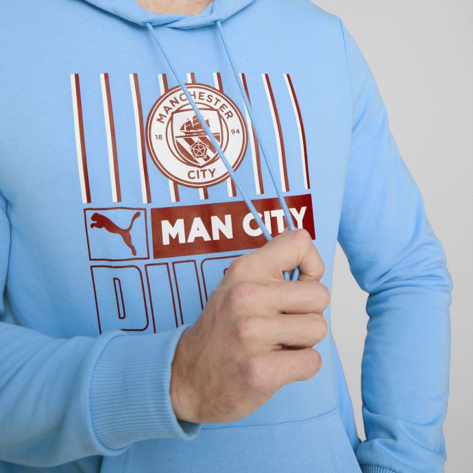 Puma Canada Manchester City F.c. Soccer Ftblcore Men's Hoodie Team Bleu Clair-rouge Intense