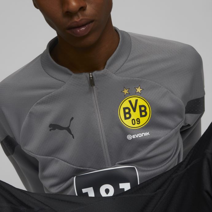 Borussia Dortmund Football Quart-zip Training Top Hommes Puma Canada Smoked Pearl
