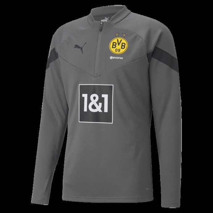 Borussia Dortmund Football Quart-zip Training Top Hommes Puma Canada Smoked Pearl
