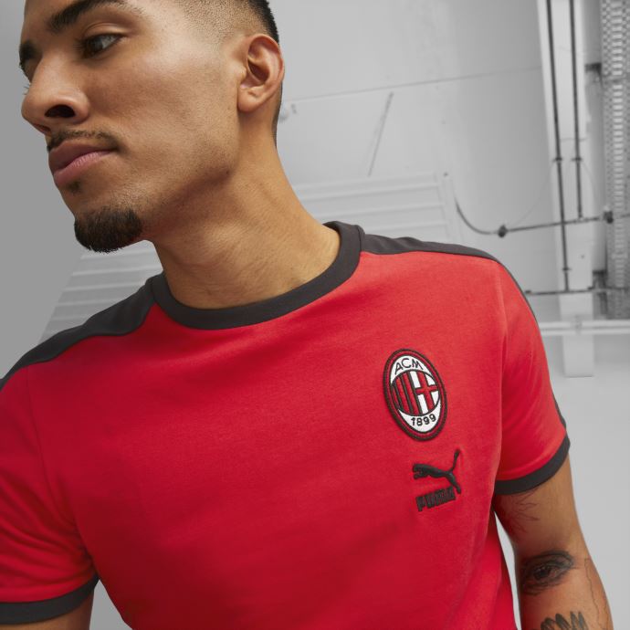 Puma Canada A.c. Milan Ftblheritage T7 Tee Hommes Tango Rouge -noir