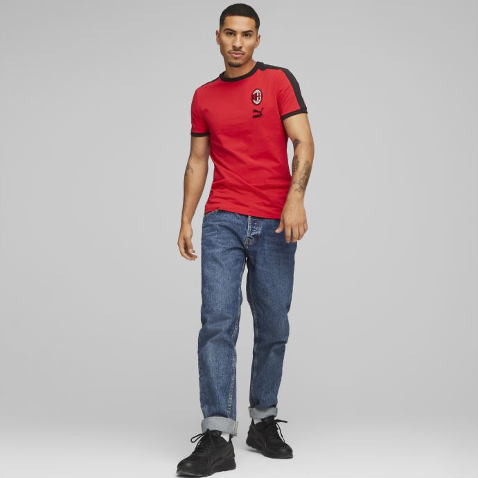 Puma Canada A.c. Milan Ftblheritage T7 Tee Hommes Tango Rouge -noir
