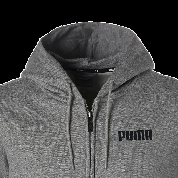 Sweat à Capuche Homme Essentials Zip Intégral Pleine Longueur Puma Canada Gris Moyen Chiné
