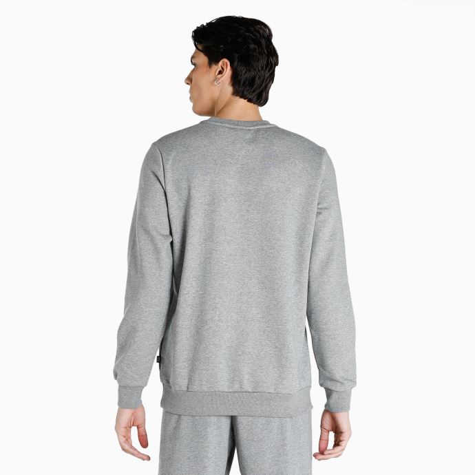 Sweat-shirt Homme Puma Canada Gris Moyen Heather Essentials Col Rond Pleine Longueur
