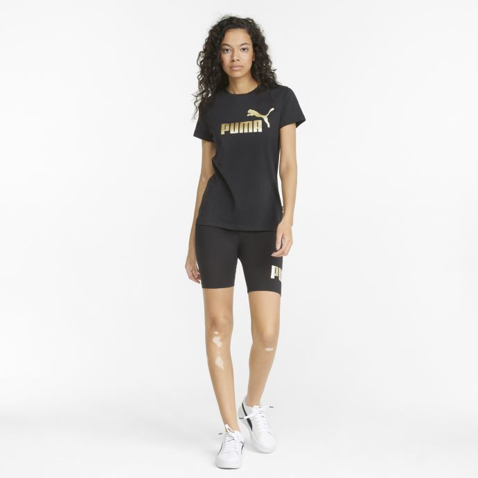 T-shirt Essentials+ Logo Métallique Pour Femme Noir-feuille D'or Puma Canada
