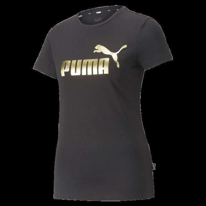 T-shirt Essentials+ Logo Métallique Pour Femme Noir-feuille D'or Puma Canada
