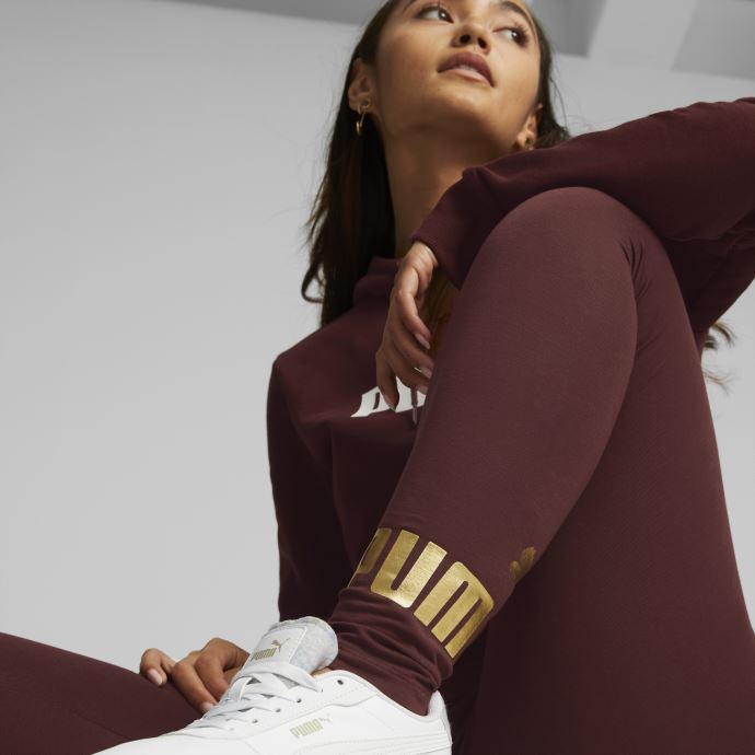Legging Femme Puma Canada Essentials+ Métallisé Aubergine