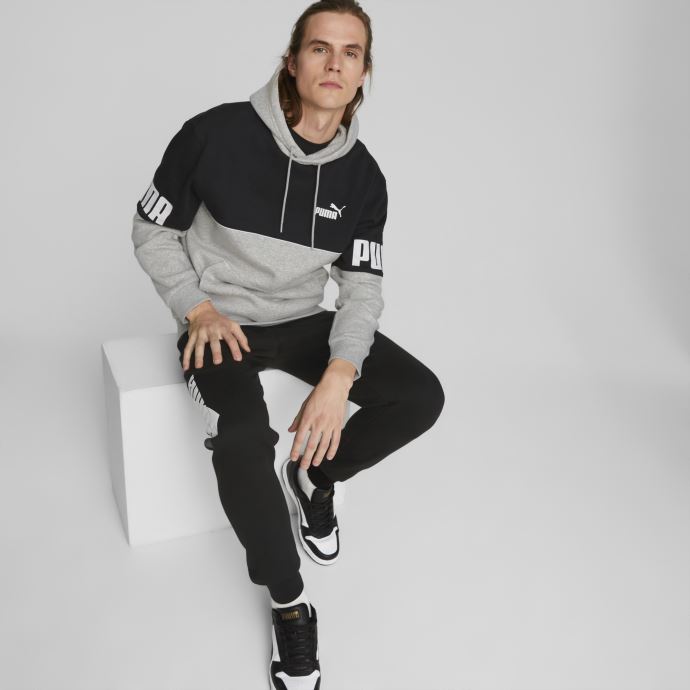 Sweat à Capuche Power Colourblock Pour Hommes Gris Clair Chiné Puma Canada
