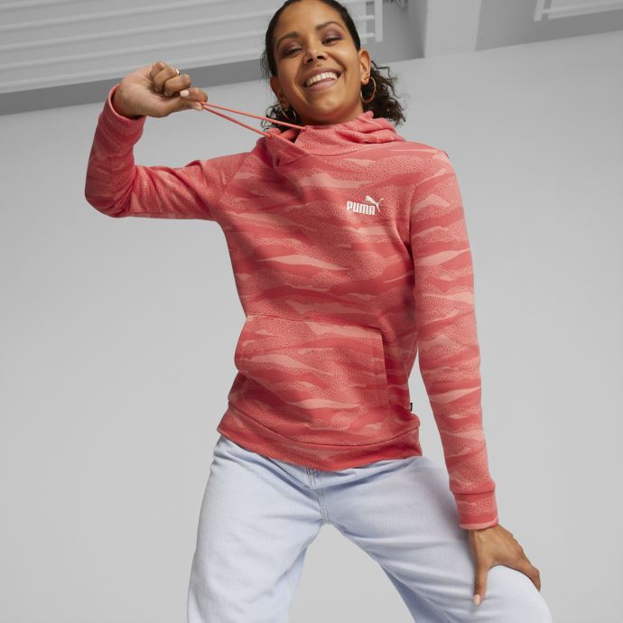 Puma Canada Saumon Essentials+ Sweat à Capuche Pleine Longueur Imprimé Animal Pour Femme