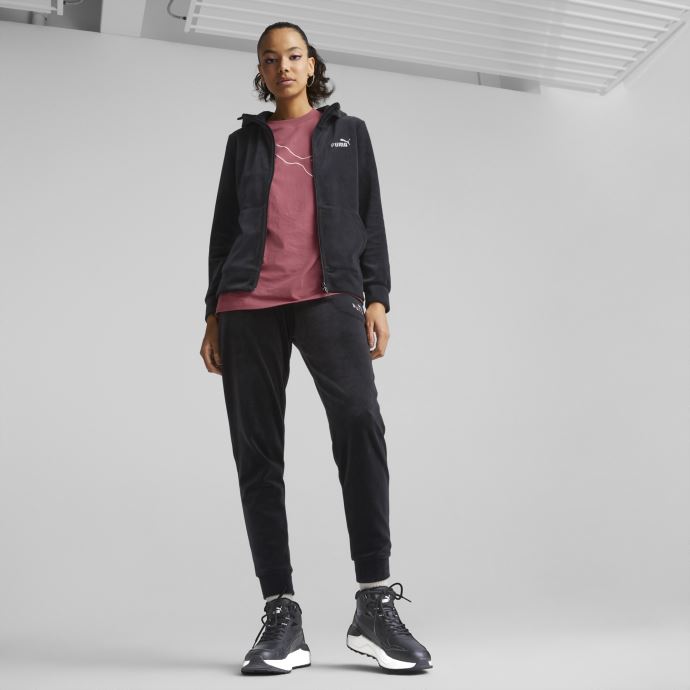 Sweat à Capuche Zippé Essentials+ En Velours Femme Noir Puma Canada
