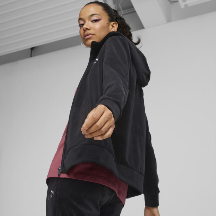 Puma Canada Essentials+ Sweat à Capuche Zippé En Velours Femme Noir