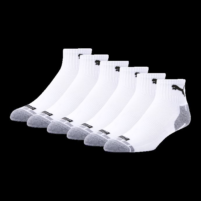 Chaussettes Quarter Crew Cat Pour Hommes [paquet De 6] Puma Canada Blanc-noir