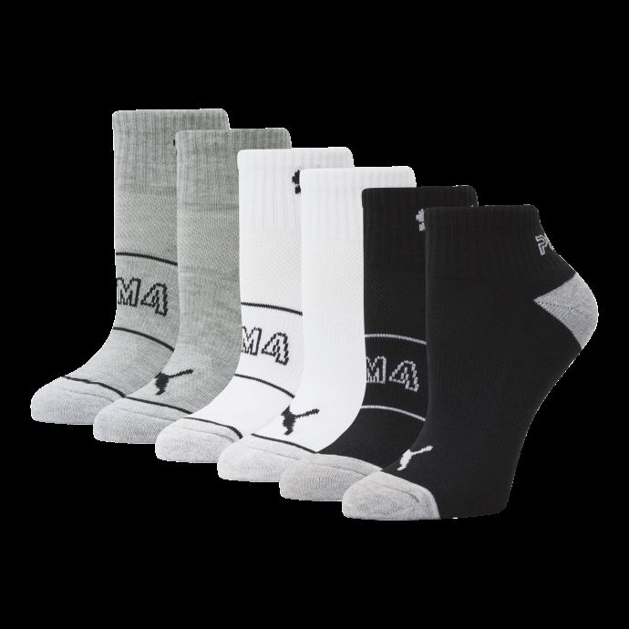 Chaussettes Puma Canada Quarter Crew Noires Et Blanches Pour Femmes [lot De 6]