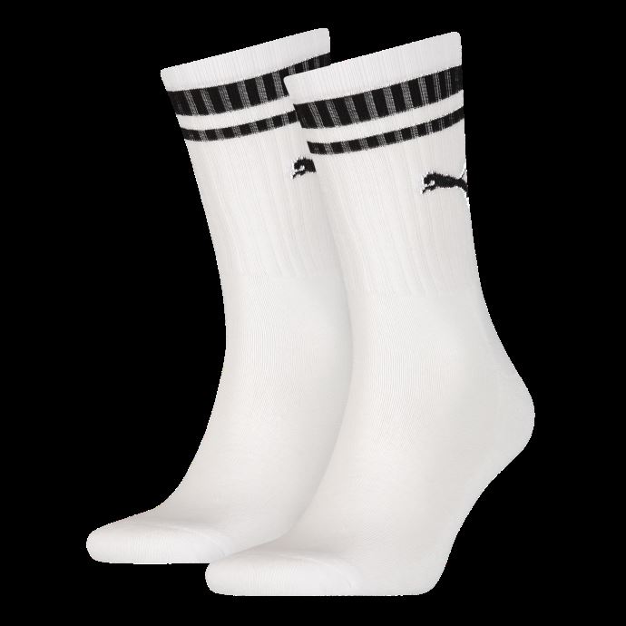 Lot De 2 Paires De Chaussettes Blanches Unisexes Puma Canada Crew Heritage Stripe