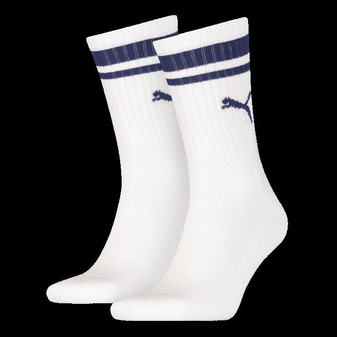 Puma Canada Unisexe Crew Heritage Stripe Paire De Chaussettes Blanc-bleu