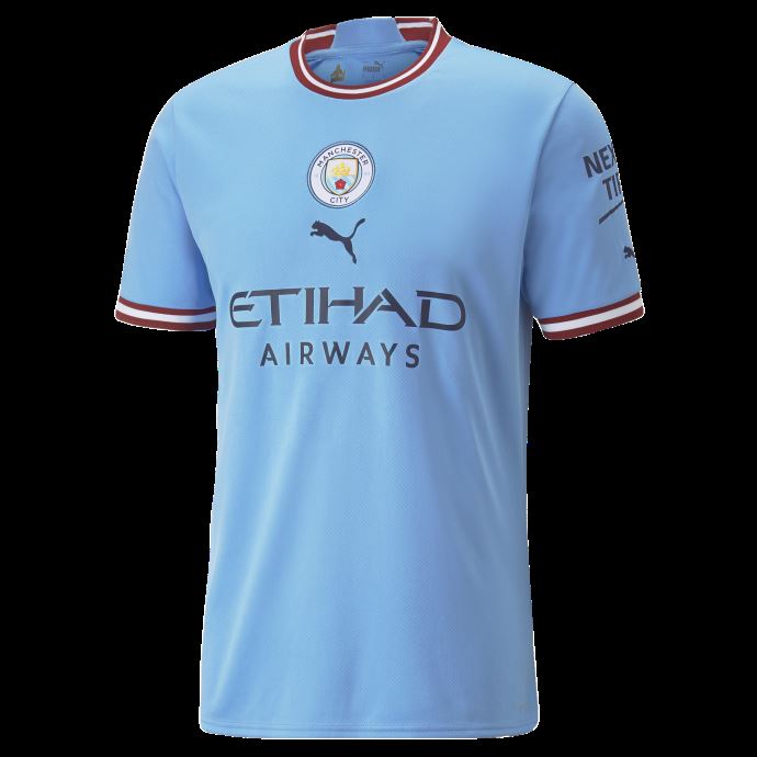 Manchester City F.c. Domicile 22-23 Maillot Réplique Avec Impression Haaland Hommes Puma Canada Team Bleu Clair-rouge Intense