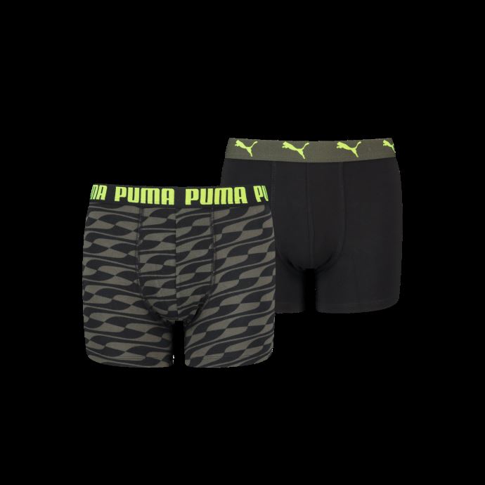 Puma Canada Formstrip Print Boxer Boys 2 Pack Dark Green Combo